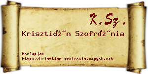 Krisztián Szofrónia névjegykártya